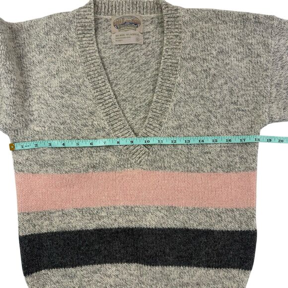 Vintage Britches Great Outdoors Sweater Women Small Wool Blend Gray Pink 80s 90s - Picture 10 of 13